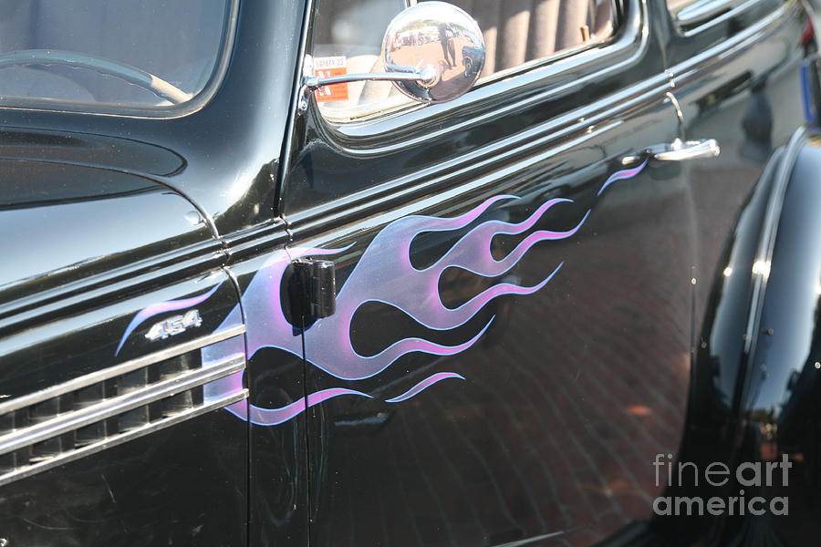 Classic Car Flames Black Body Awesome  Photograph by Chuck Kuhn