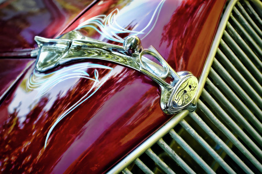 Classic Car  Hood Detail  Photograph by Ann Powell