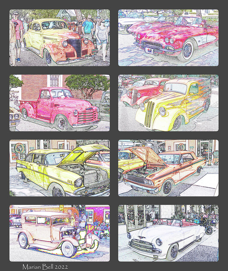 Classic Cars 121 - 8 Cars Poster Digital Art by Marian Bell - Fine Art ...