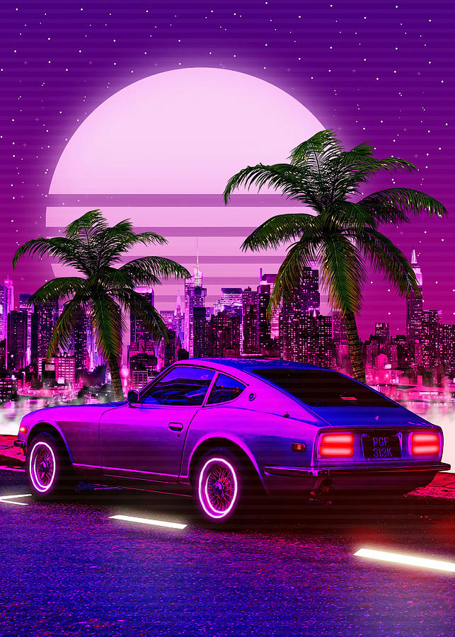 Classic Cars Synthwave Poster Ziartz Poster Tapestry - Textile by ...