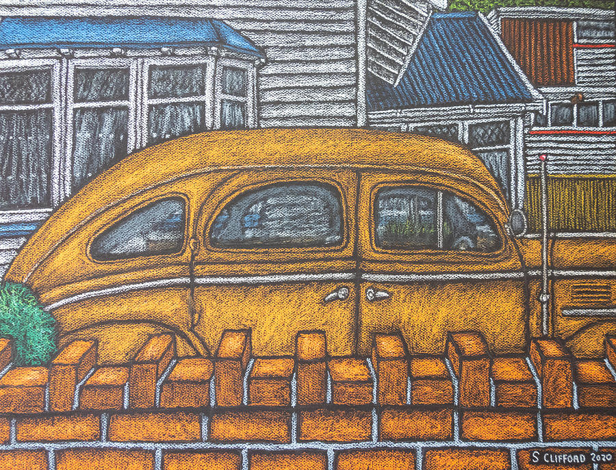 Classic Chrysler And Blocky Bricks - Seatoun Wellington Drawing