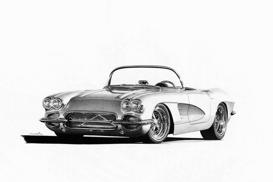 Classic Corvette Drawing by Andrey Poletaev Pixels