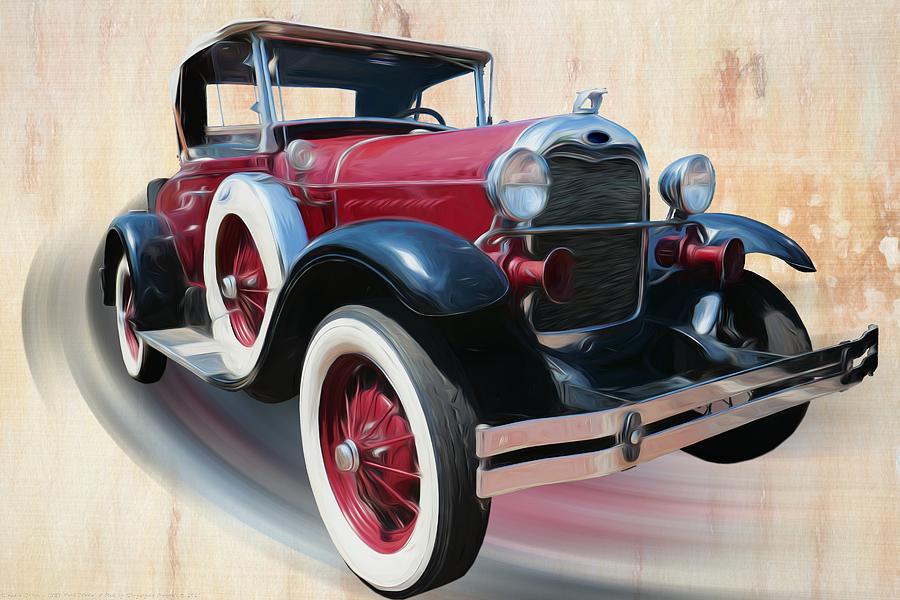 Classic Drive 1929 Ford Model A Red Painting by Chrystyne Novack