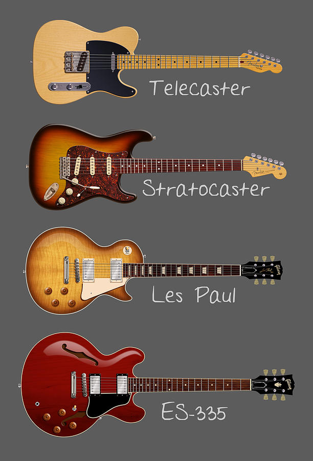 Classic Guitars Shirt Digital Art by WB Johnston