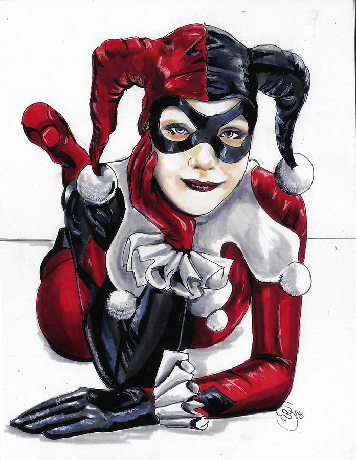 Classic Harley Quinn Drawing by Shawn Howe