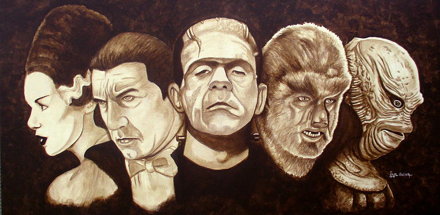 Classic Horror Icons Painting by Al Molina