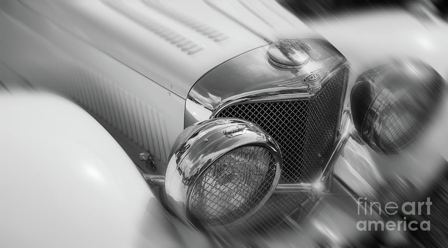 Classic Jaguar Car, Monochrome Photograph by Philip Preston