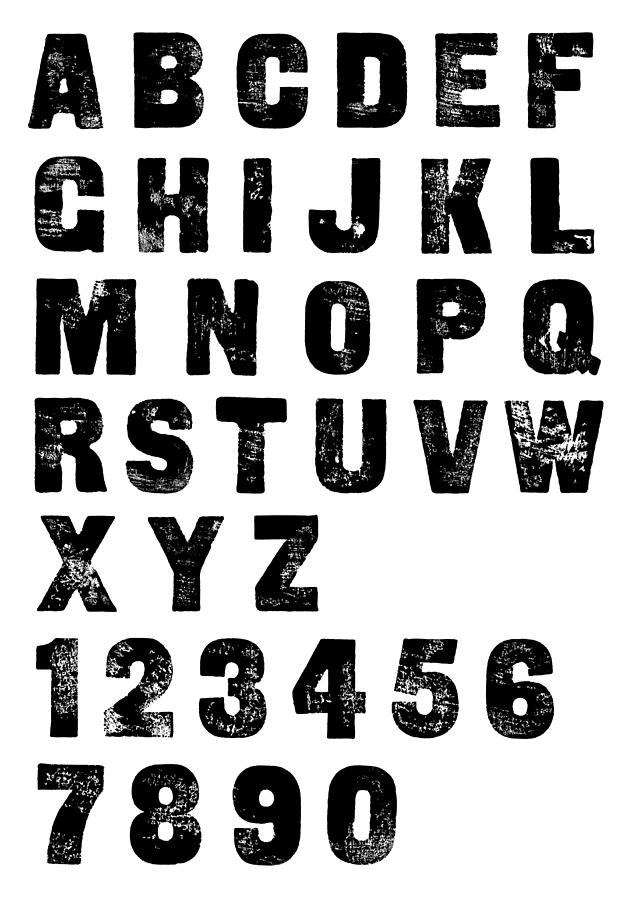 Classic Letterpress Poster Font - Hand Printed Alphabet and Numbers Photograph by DesignSensation