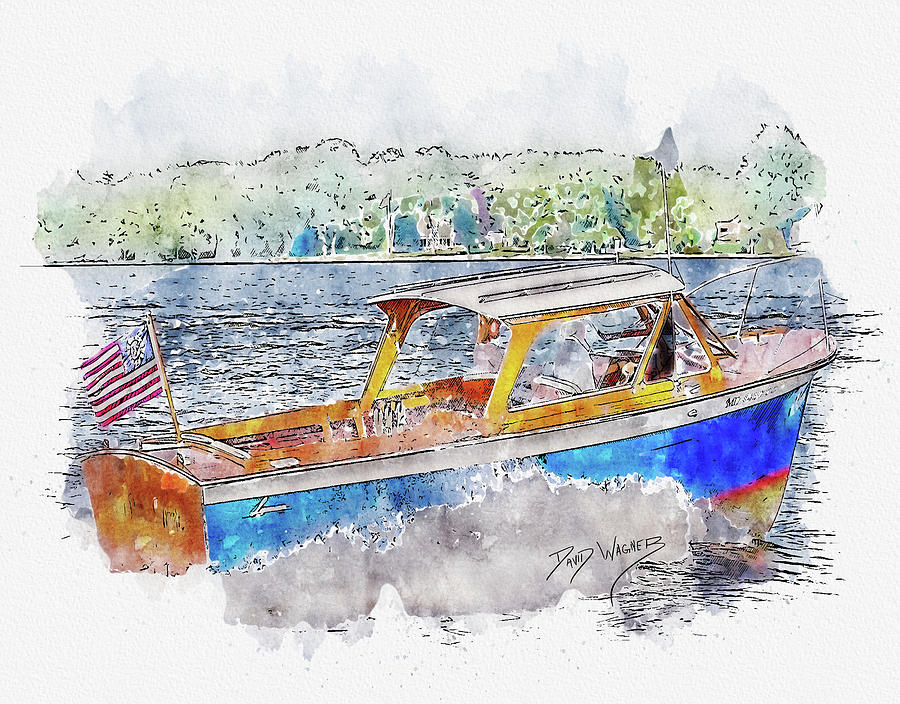 Classic Lyman Runabout Cabin Cruiser Mixed Media by David Wagner