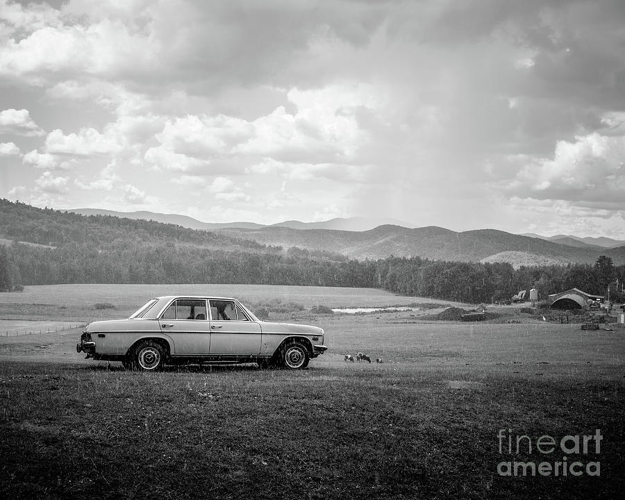Classic Mercedes-Benz Sedan in the Rain Vermont Photograph by Edward Fielding
