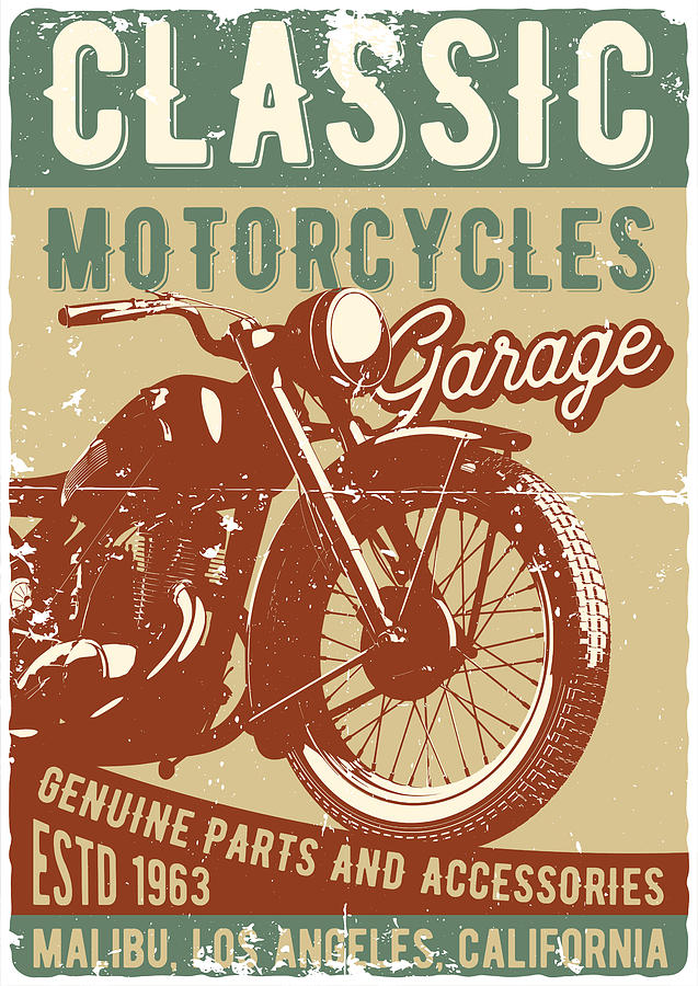 Vintage Digital Art - Classic Motorcycles by Long Shot