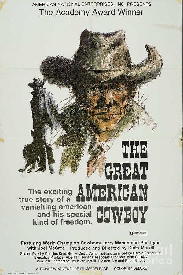 Classic Movie Poster - The Great American Cowboy Painting by Esoterica Art Agency