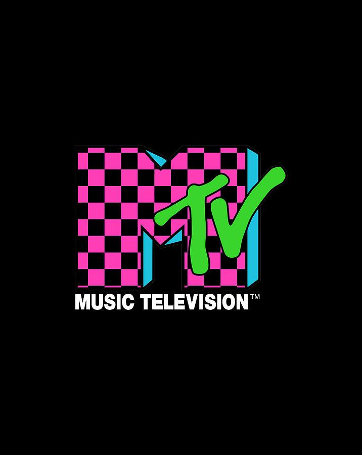 Classic MTV Logo Pink And Blue Checker Design Digital Art by Frank Nguyen