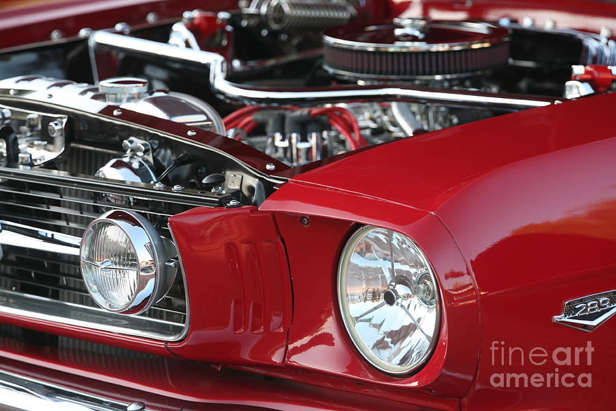 Inspirational Photograph - Classic Mustang Up Close Chrome Engine  by Chuck Kuhn