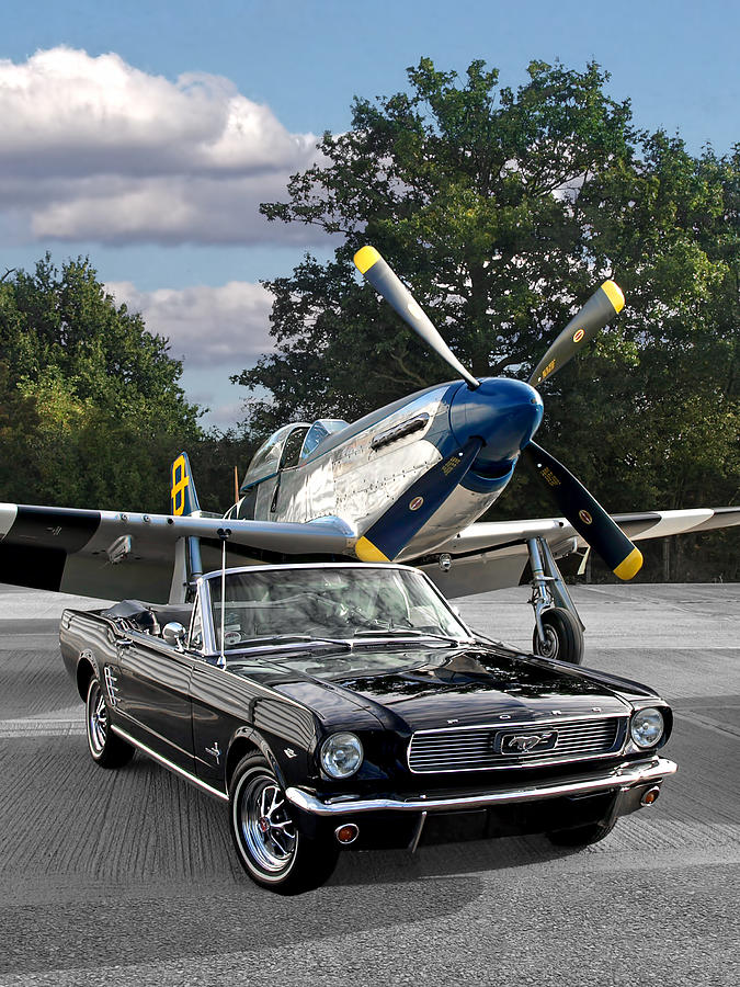 Classic Mustang with p-51 Photograph by Gill Billington