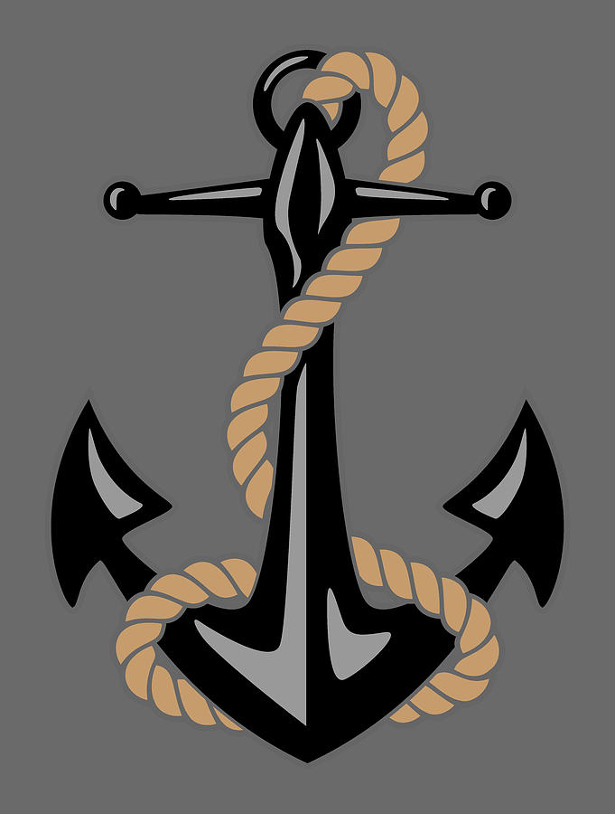 Classic Nautical Anchor and Rope Design Digital Art by Jeff Hobrath - Pixels