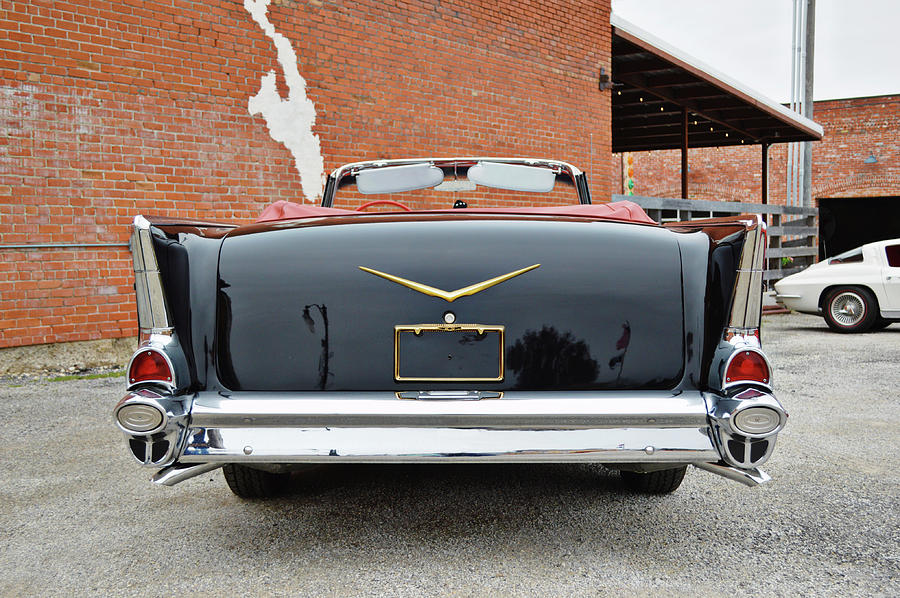 Classic Old Black Bel Air Back Trunk View Photograph by Gaby Ethington