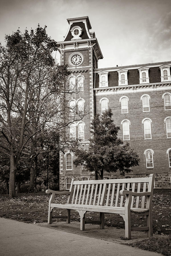 Classic Old Main On The University Of Arkansas Campus - Sepia Photograph by Gregory Ballos