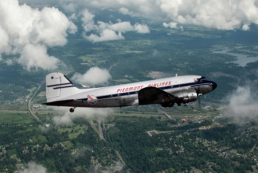Classic Piedmont Airlines DC-3 Mixed Media by Erik Simonsen