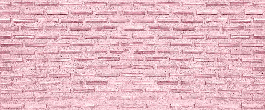 Classic Pink Background. Pink Vintage Brick Wall Texture Seamless Pattern. Horizontal Wide Brickwall Background. Grungy Pink Brick Blank Wall Texture. Romance Background. Photograph