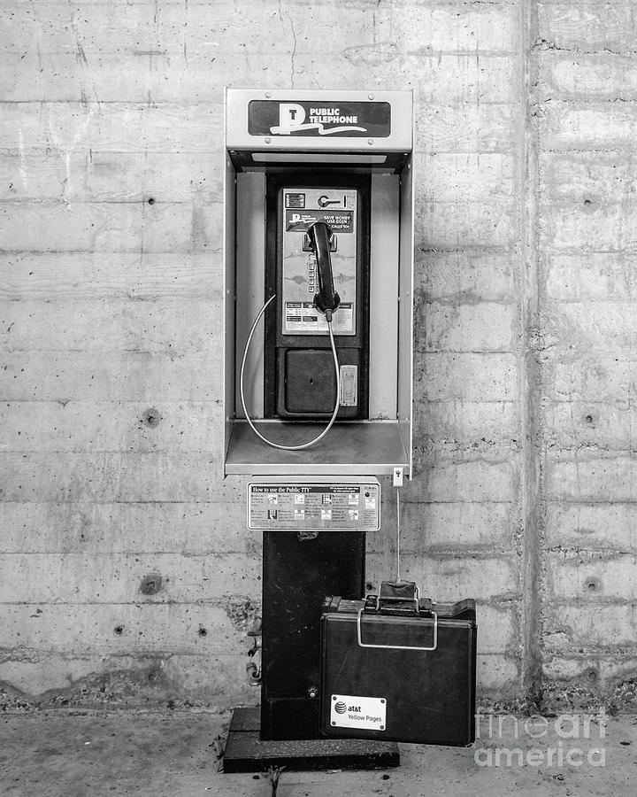 Classic Public Telephone Black and White California Photograph by Edward Fielding