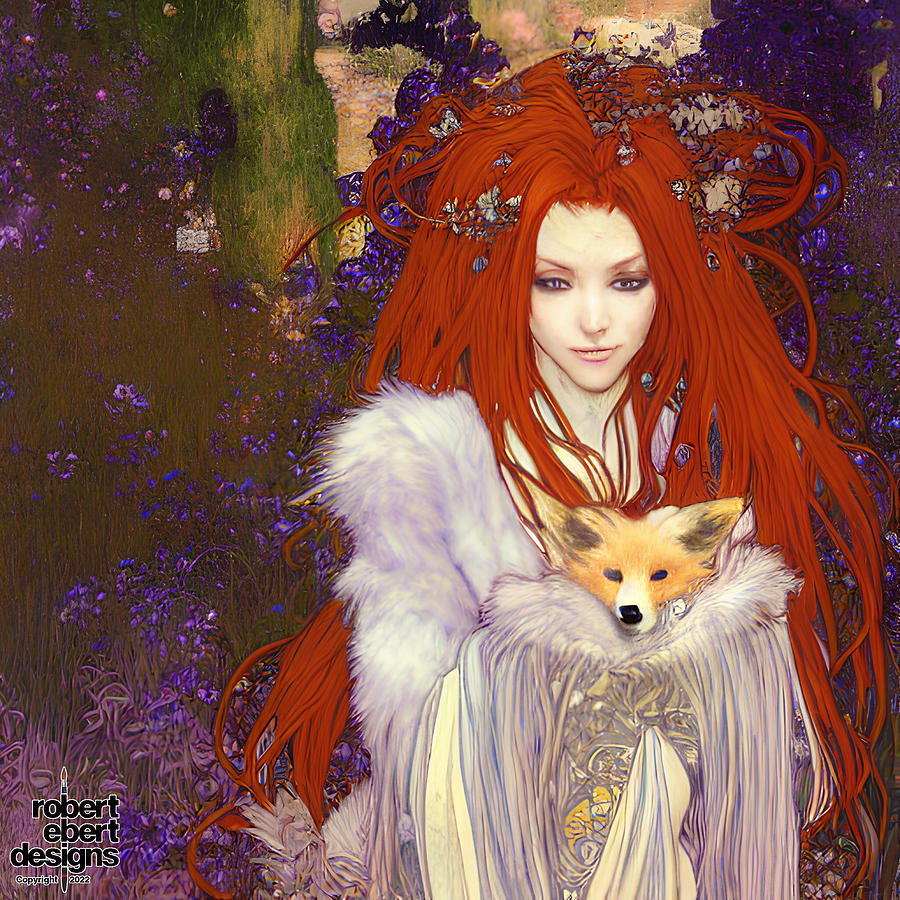 Classic Redhead with fox.01 Digital Art by Robert Ebert - Fine Art America