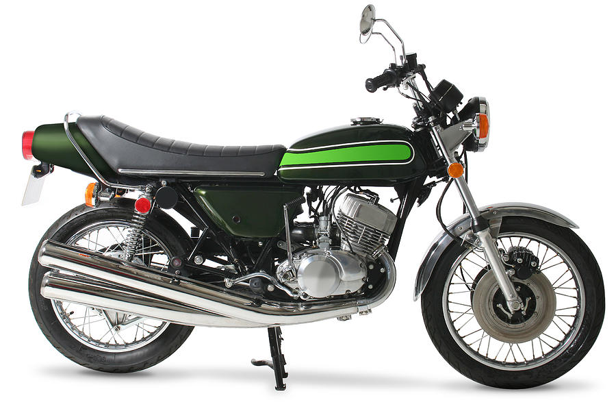 Classic retro 1970s Japanese motorcycle in studio Photograph by Retroimages