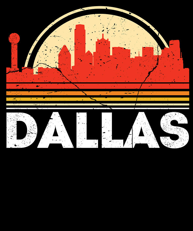 USA American Retro Basketball Downtown Skylines Vintage Dallas Skyline Cityscape Retro Baseball Throw Pillow 18x18 Multicolor 