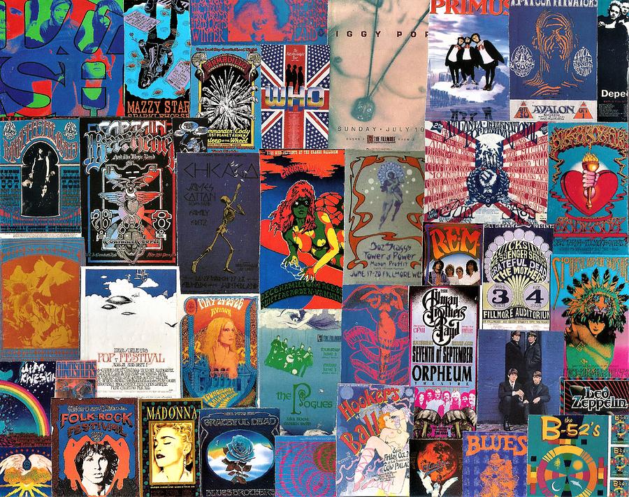 Classic Rock Posters In Shades Of Blue Collage 12 Digital Art By Doug Siegel Pixels 1005