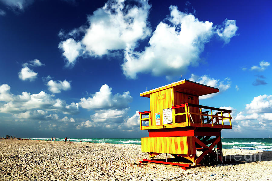 Classic South Beach Lifeguard Chair in Miami Photograph by John Rizzuto