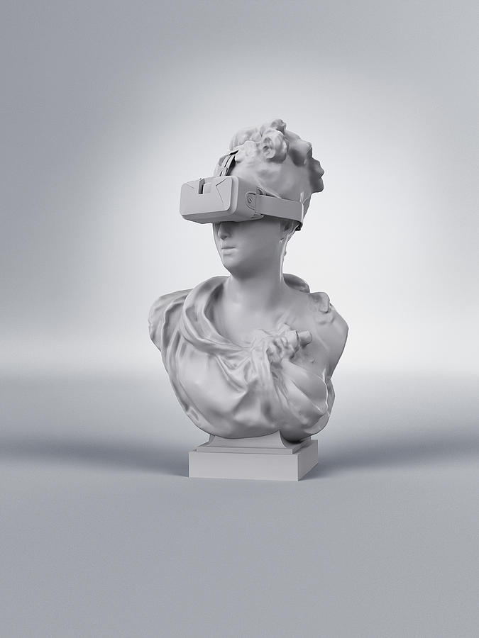 Classic statue of a woman wearing a VR headset Photograph by Miguel Navarro