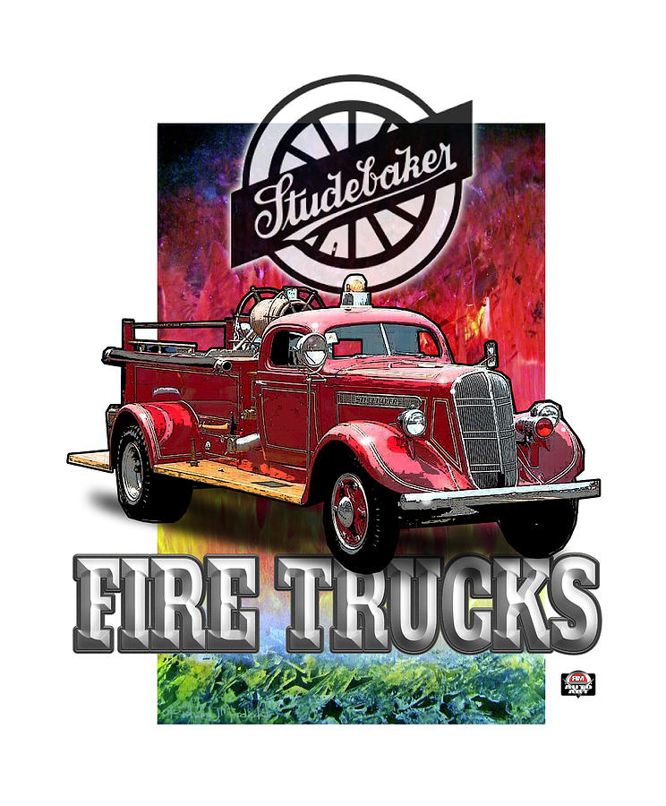 Vintage Digital Art - Classic Studebaker Fire Truck by Richard Mordecki