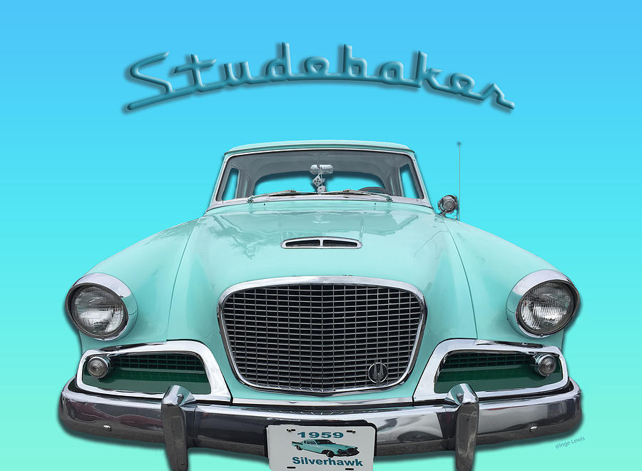 Classic Studebaker Silver Hawk in Green/Blue Photograph by Inge Lewis
