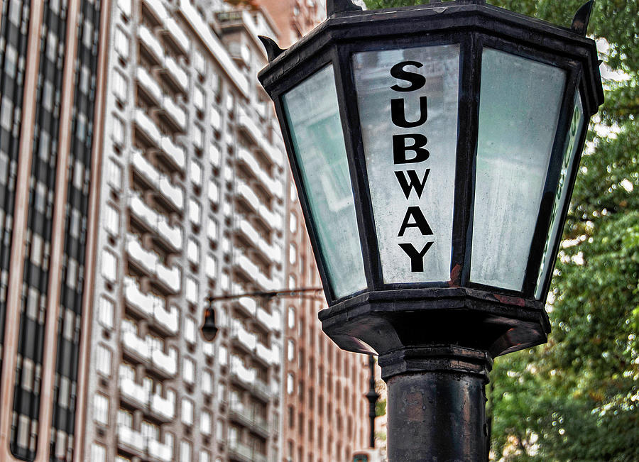 Classic Subway Entrance Lamp Photograph by Phil Cardamone