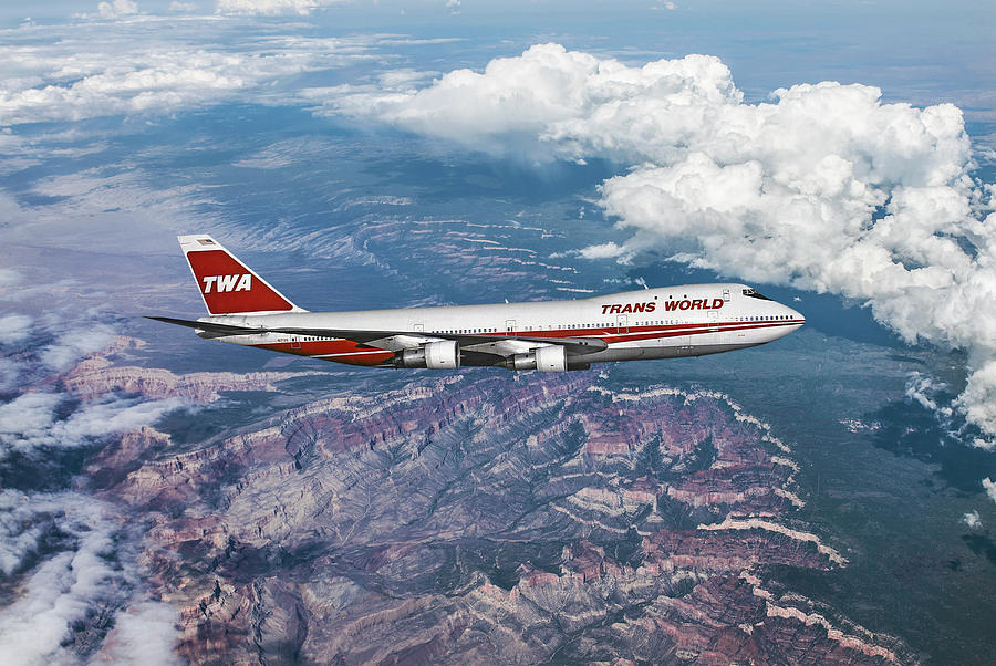 Classic TWA Boeing 747 Mixed Media by Erik Simonsen