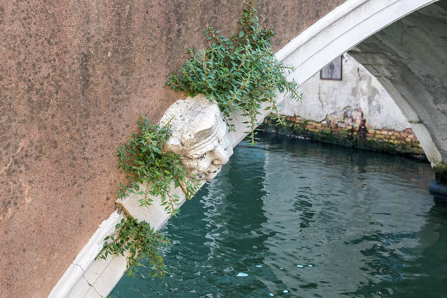 Classic Venetian - A Bridge Guardian Watching Over A Canal Photograph