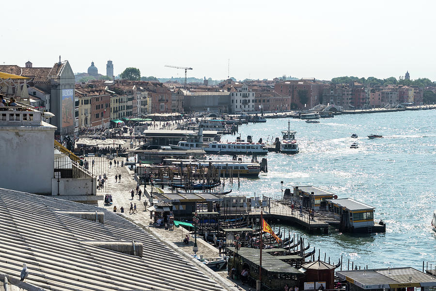 Classic Venetian - Busy St Marks Basin And Riva Degli Schiavoni Waterfront Promenade Photograph