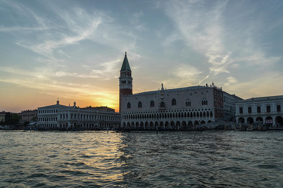 Classic Venetian - Feathered Sunset Sail by the Best Landmarks Photograph by Georgia Mizuleva