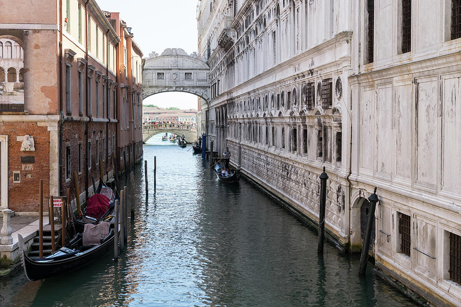 Landmark Photograph - Classic Venetian - Gondolas Under the Bridge of Sighs by Georgia Mizuleva