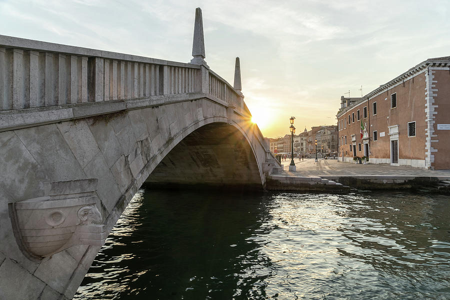 Classic Venetian - Puente Arsenale Bridge Splendid Sunrise Photograph by Georgia Mizuleva