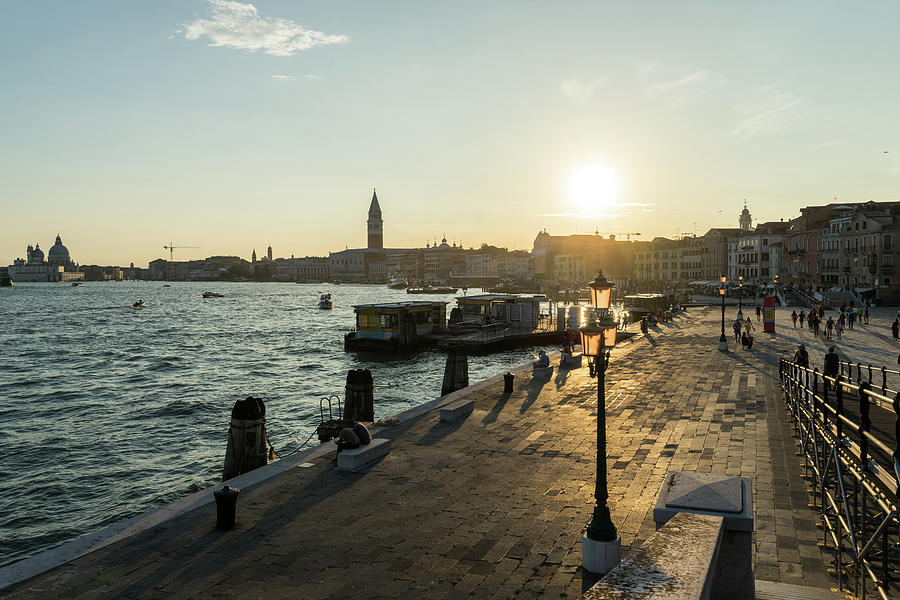 Classic Venetian - Splendid Sunset on the Waterfront Promenade Riva degli Schiavoni  Photograph by Georgia Mizuleva