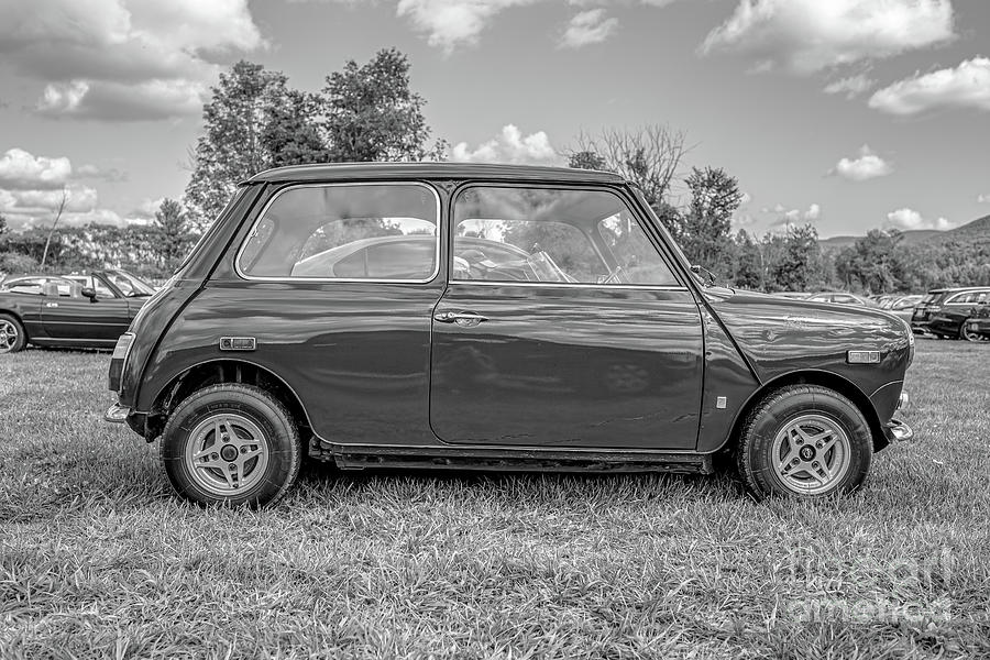 Classic Vintage Mini Cooper Car Black and White 2 Photograph by Edward Fielding