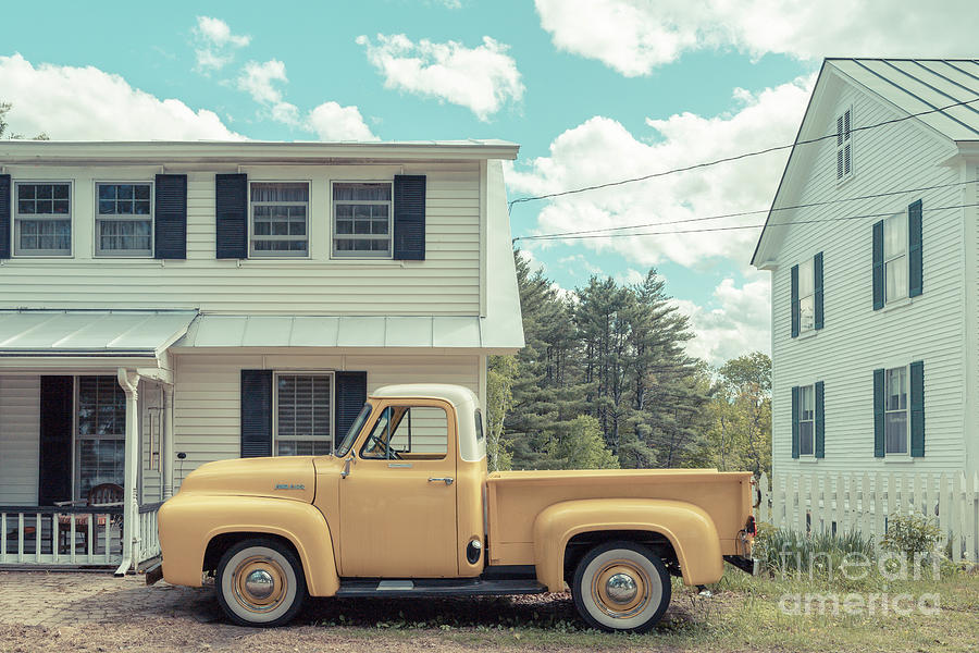 Classic Vintage Yellow Ford F-100 Pickup Truck Lyme New Hampshire Photograph by Edward Fielding