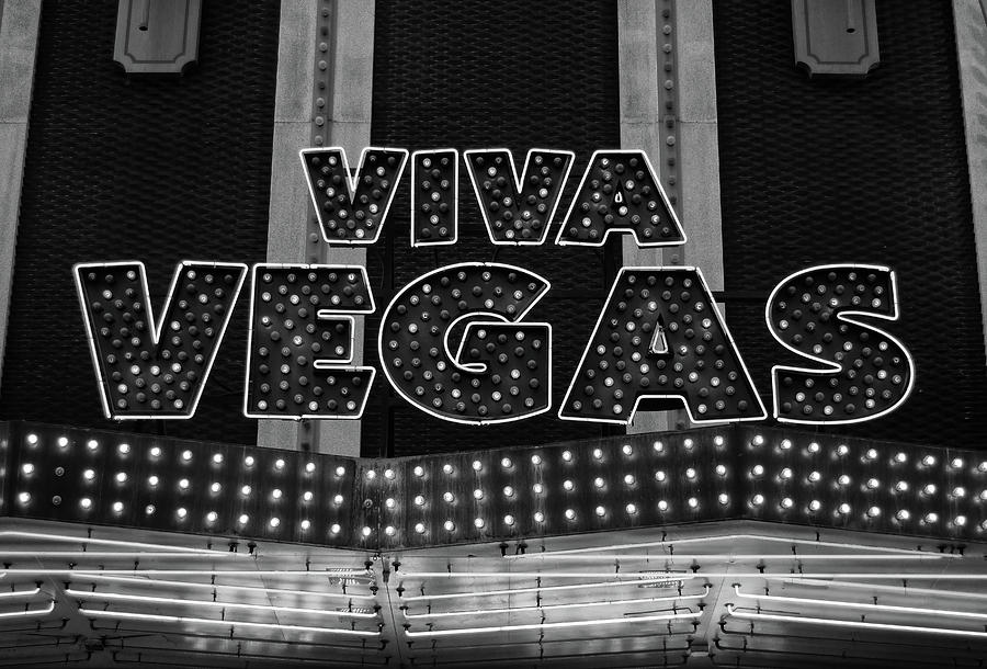 Classic Viva Vegas Neon Sign Black and White Photograph by Shawn OBrien