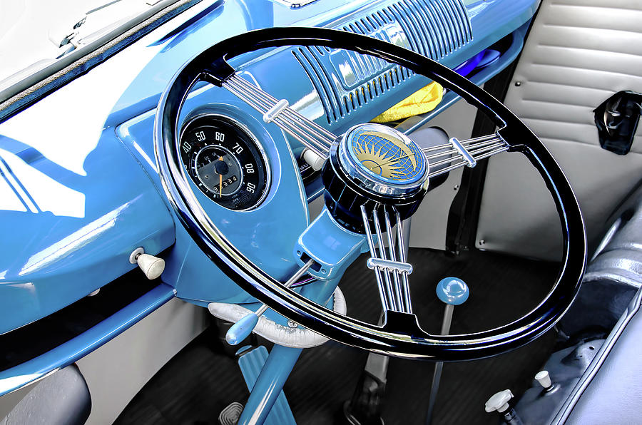 Classic Volkswagon Sun and Moon Banjo Steering Wheel Photograph by David Lawson
