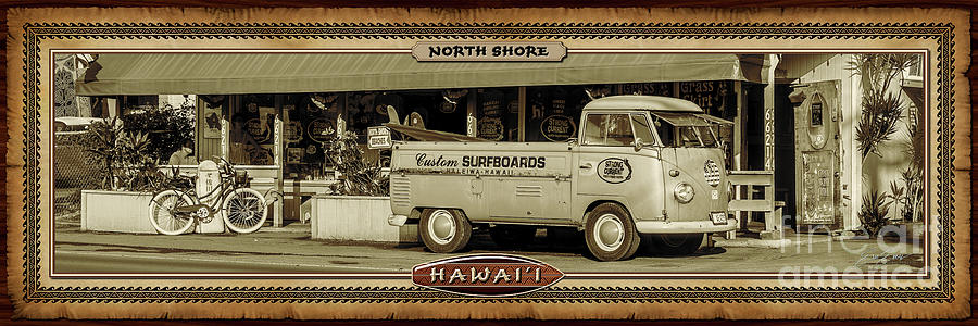 Volks Wagon Photograph - Classic VW Pick Up Surfing Truck Vintage Hawaiian Style Panoramic Photograph by Aloha Art