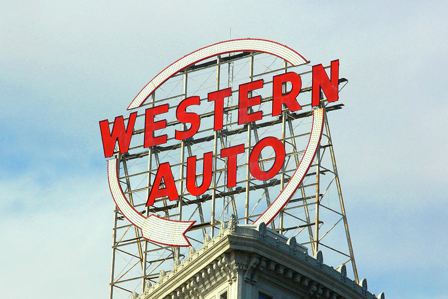 Sign Photograph - Classic Western Auto Sign by Mike McGlothlen