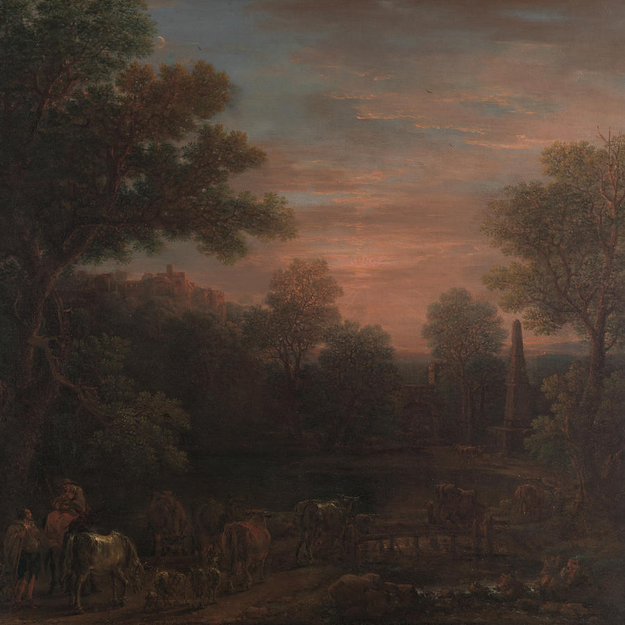Classical Landscape - Evening Painting by John Wootton