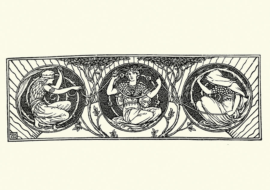Classical mythological scene Three Fates Drawing by Duncan1890