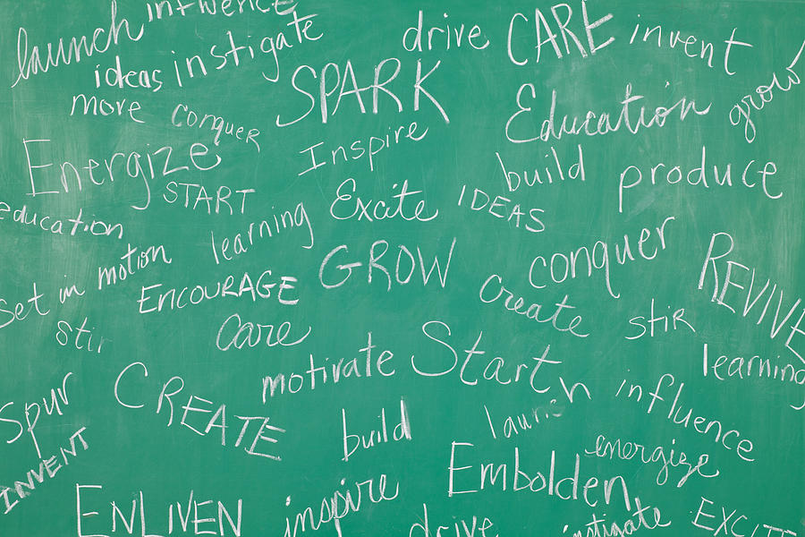 Classroom Chalkboard with motivational words all over it Photograph by SDI Productions